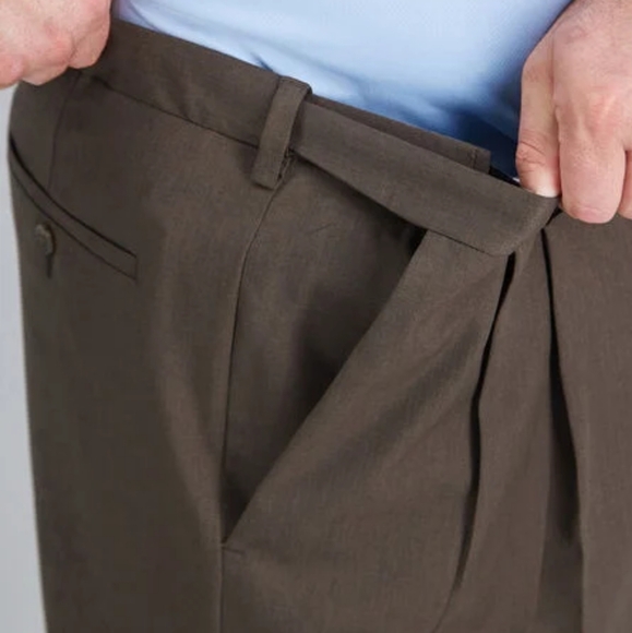 NWT Haggar Big & Tall Cool 18 Pro brown heather pleat front pants - Picture 4 of 8